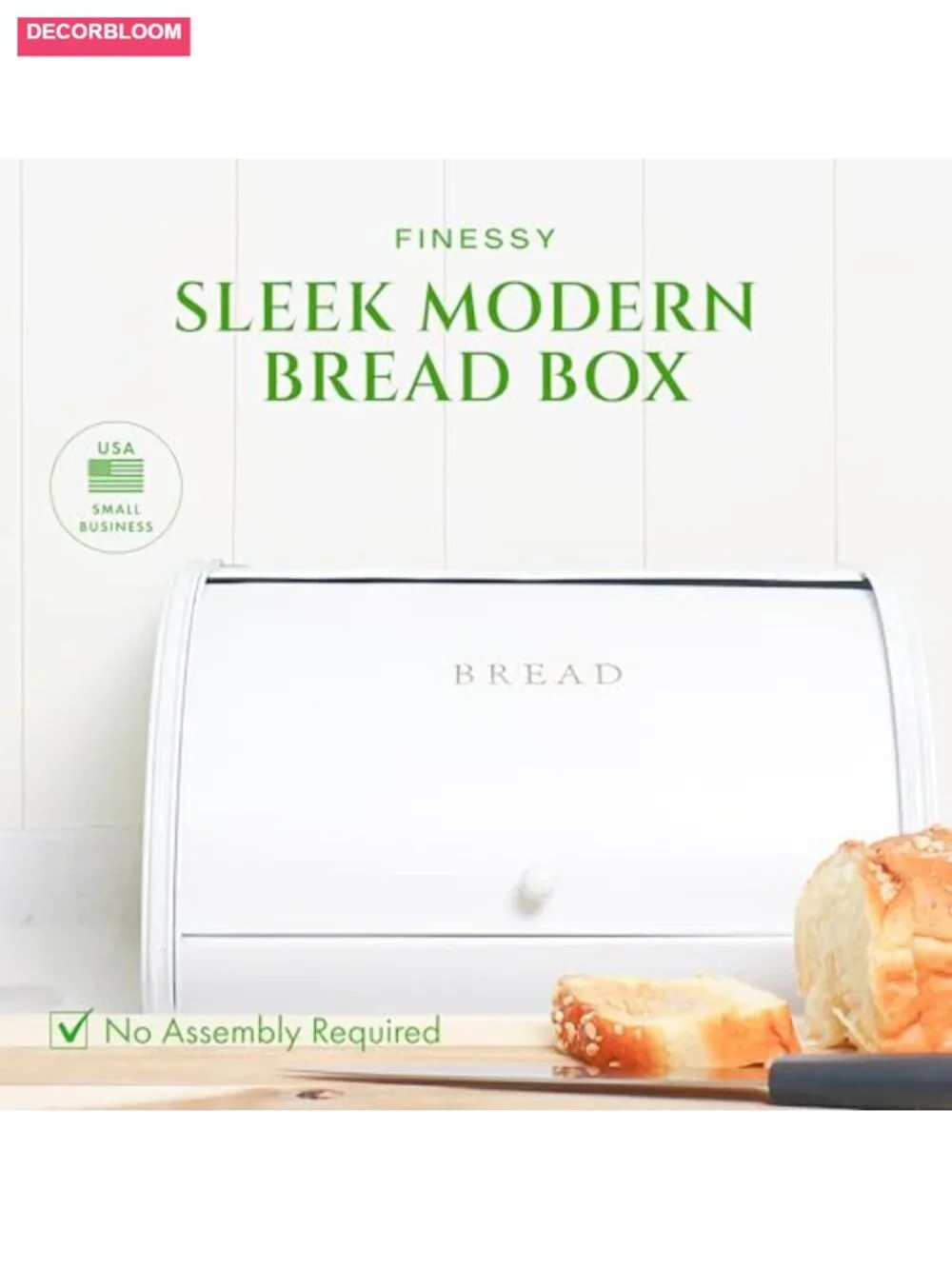 Bread Box for Kitchen Countertop Airtight Stainless Steel Storage